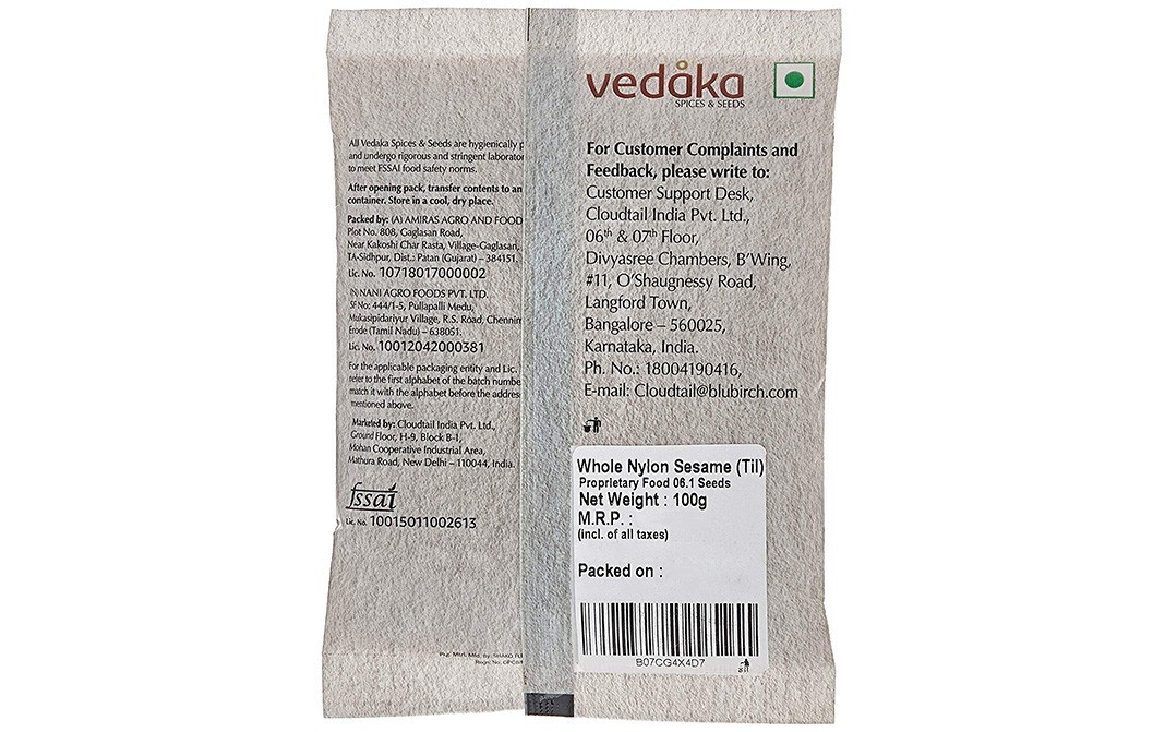 Vedaka Whole Nylon Sesame (Til)    Pack  100 grams